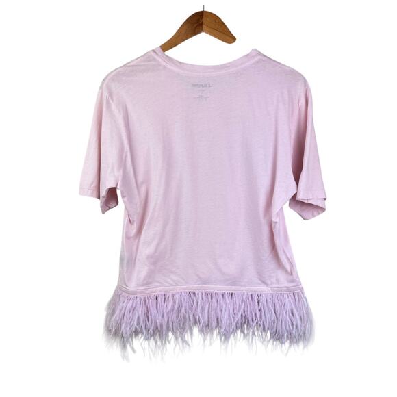 Le Superbe Pastel Pink Feather Trim Cotton Short Sleeve Baby Tee T-shirt - Picture 8 of 13